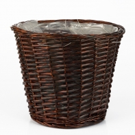 Prútený guľatý hnedý kôš - stredný