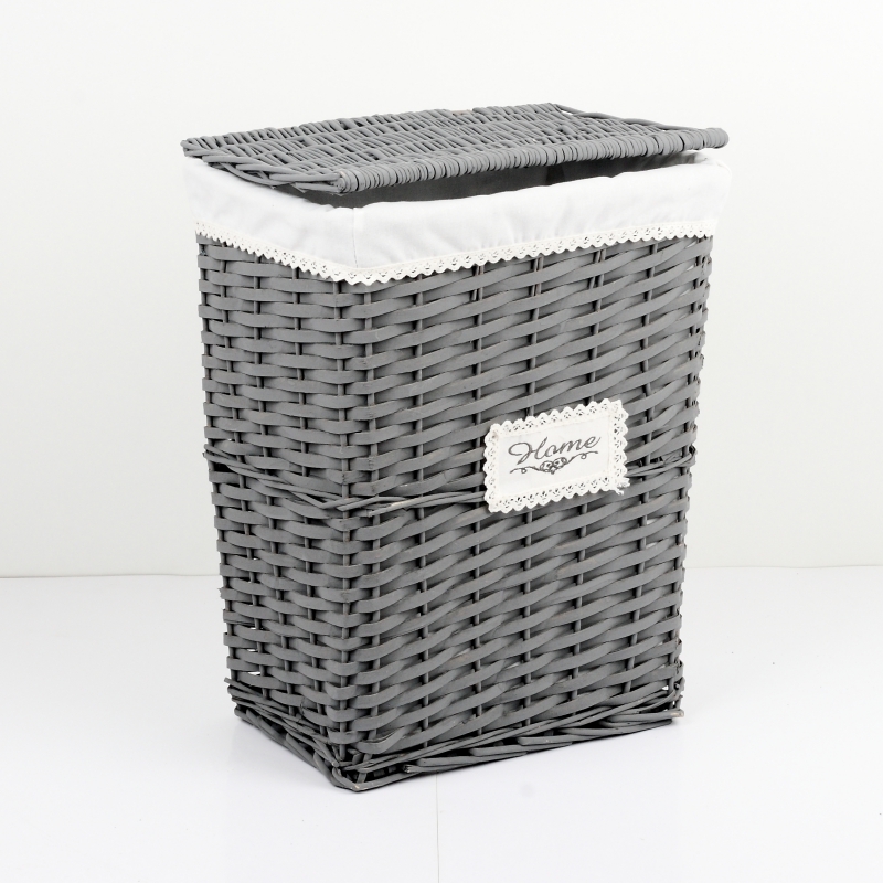Prútený kôš na bielizeň šedý Home 60x46x35cm