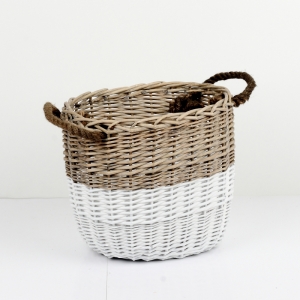 Prútený kôš oválny dvojfarebný 36x30x35cm