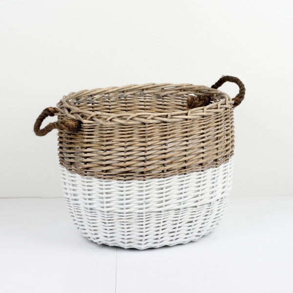 Prútený kôš oválny dvojfarebný 36x30x35cm