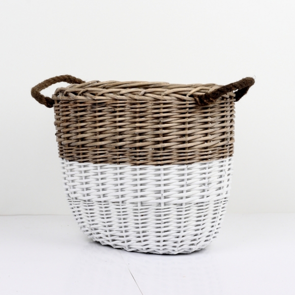 Prútený kôš oválny dvojfarebný 36x30x35cm