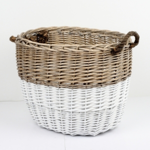 Prútený kôš oválny dvojfarebný 46x37x40cm