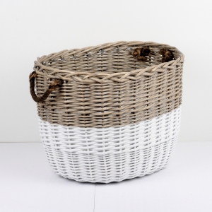 Prútený kôš oválny dvojfarebný XXXL 56x45x45cm