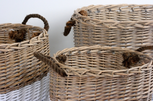 Prútený kôš oválny dvojfarebný XXXL 56x45x45cm