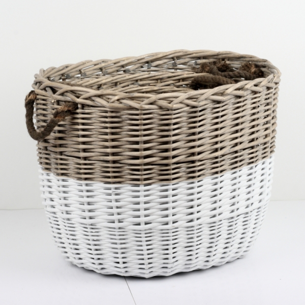 Prútený kôš oválny dvojfarebný XXXL 56x45x45cm