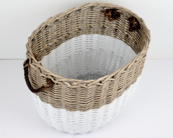 Prútený kôš oválny dvojfarebný XXXL 56x45x45cm