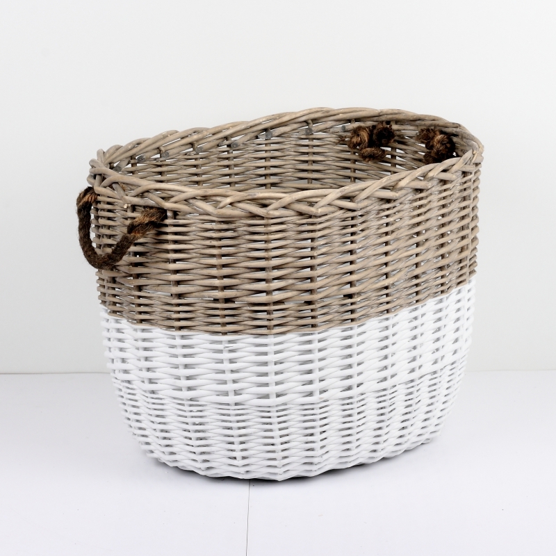 Prútený kôš oválny dvojfarebný XXXL 56x45x45cm