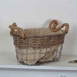 Prútený kôš s kovovou konštrukciou a látkou 36cm