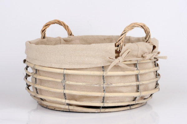 Prútený kôš s látkou guľatý velký 39cm