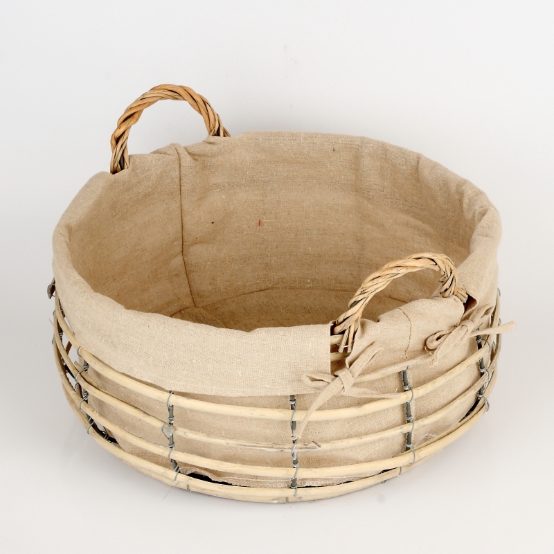 Prútený kôš s látkou guľatý velký 39cm