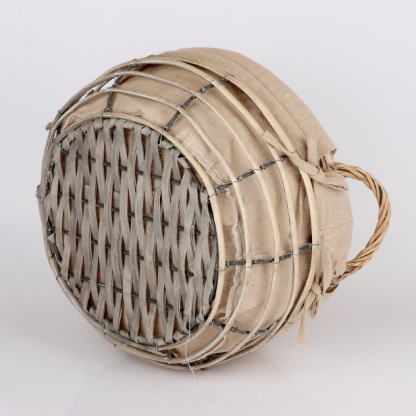 Prútený kôš s látkou guľatý stredný