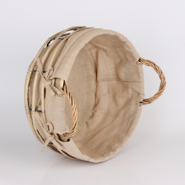 Prútený kôš s látkou guľatý stredný