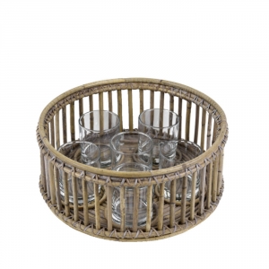 Prútený okrúhly svietnik na 6 sviečok 35x15cm