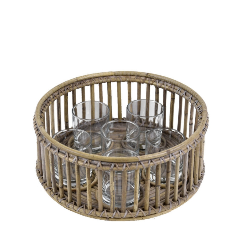 Prútený okrúhly svietnik na 6 sviečok 35x15cm