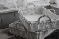 Prútený podnos biely s uchom (set 2 ks)