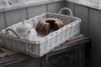 Prútený podnos biely s uchom (set 2 ks)