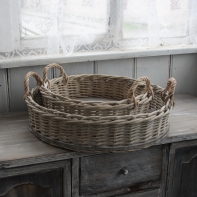 Prútený podnos s uchom 34cm