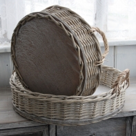 Prútený podnos s uchom 34cm