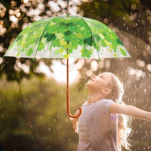 Priehľadný dáždnik zelené listy 92,5x92,5x88cm