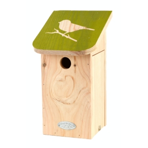 Vtáčia búdka 15x15x28cm, prírodná/zelená