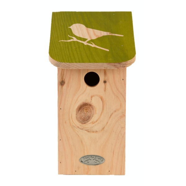 Vtáčia búdka 15x15x28cm, prírodná/zelená