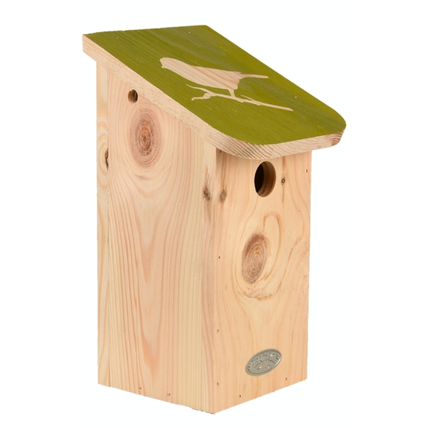 Vtáčia búdka 15x15x28cm, prírodná/zelená