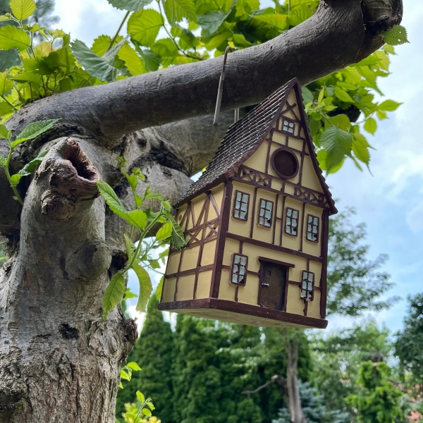 Vtáčia búdka FRAMING HOUSE žltá 25cm