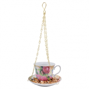 Vtáčie krmítko do záhrady hrnček ružový