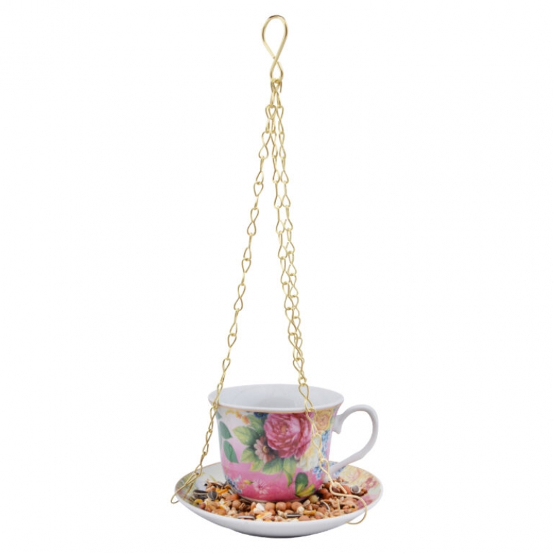 Vtáčie krmítko do záhrady hrnček ružový