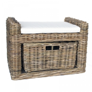 Ratanová sedačka s košom a vankúšom