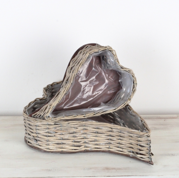 Ratanové kvetináče v tvare sŕdc 2kusy 40 / 30cm