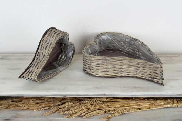 Ratanové kvetináče v tvare sŕdc 2kusy 40 / 30cm