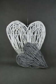 Ratanové srdce šedé - 30×37cm