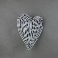 Ratanové srdce šedé - 30×37cm