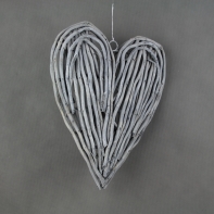 Ratanové srdce šedé - 30×37cm
