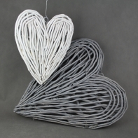 Ratanové srdce - šedé 50 × 57cm