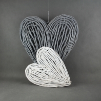 Ratanové srdce - šedé 50 × 57cm