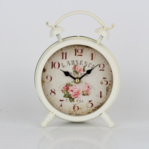 Retro budík ruže biely 23x14cm