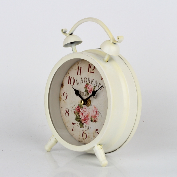 Retro budík ruže biely 23x14cm