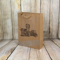 Retro darčeková papierová taška fotoaparát 27x37x9cm