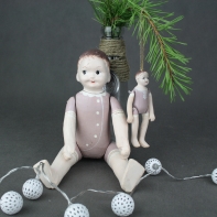 Retro dekorácie drevená bábika 28cm