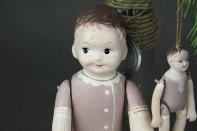 Retro dekorácie drevená bábika 28cm