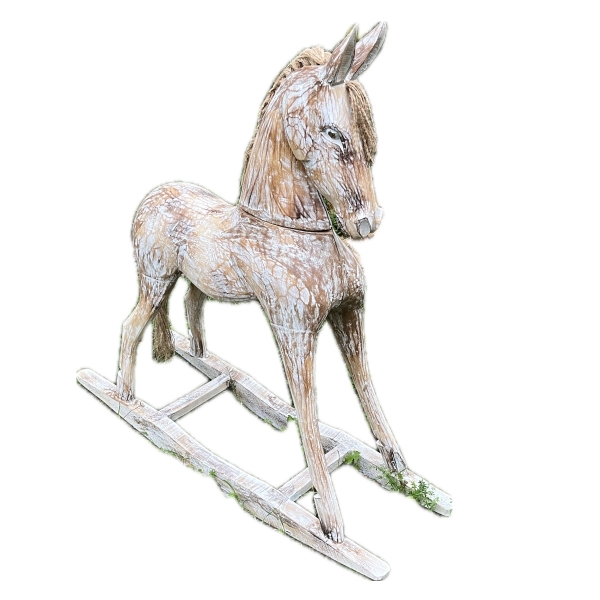 Retro dekorace drevený hojdací kôň 80 cm
