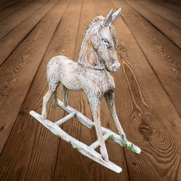Retro dekorace drevený hojdací kôň 80 cm