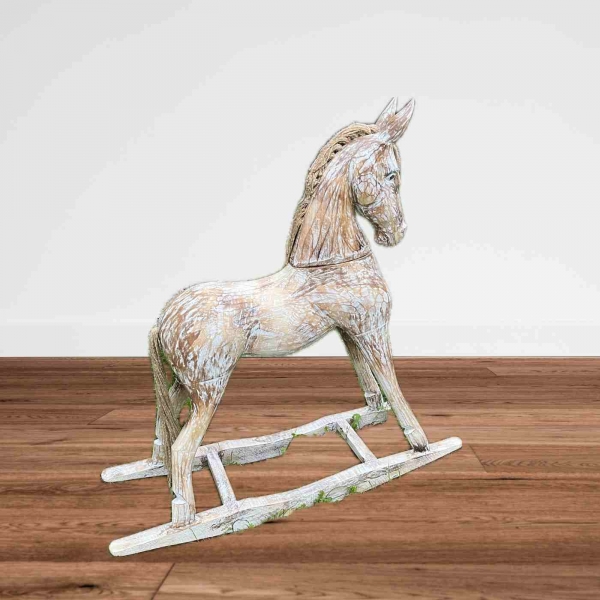 Retro dekorace drevený hojdací kôň 80 cm