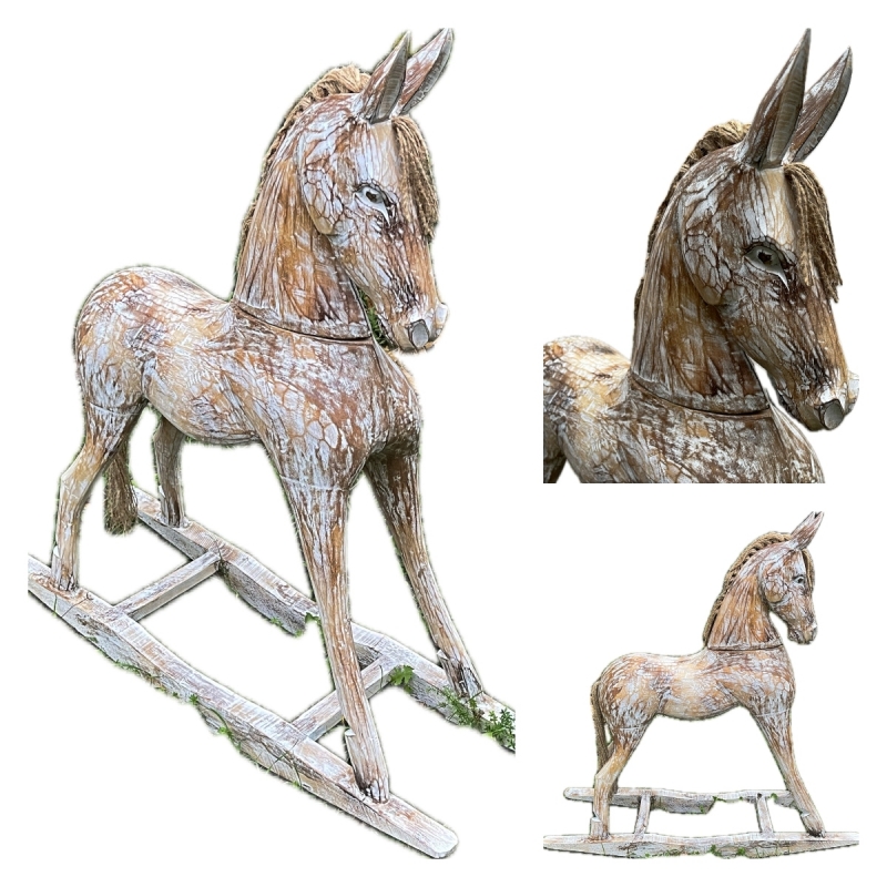 Retro dekorace drevený hojdací kôň 80 cm
