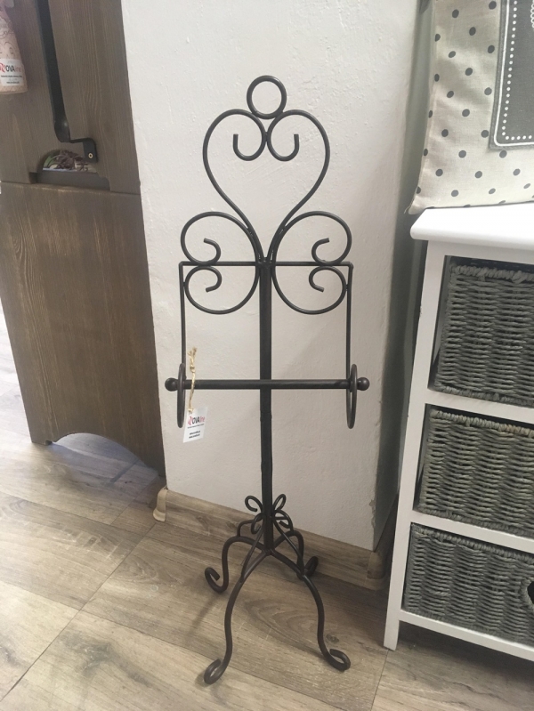 Retro držiak na toaletný papier tmavý kov 70cm