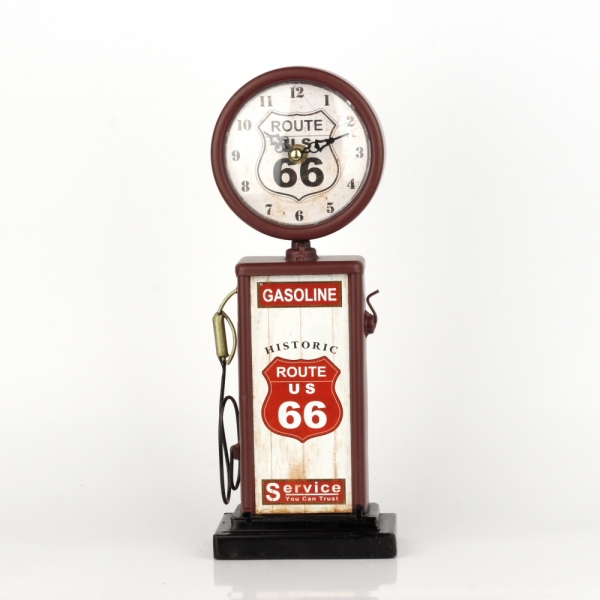 Retro hodiny pumpa ROUTE 66 červené 34cm