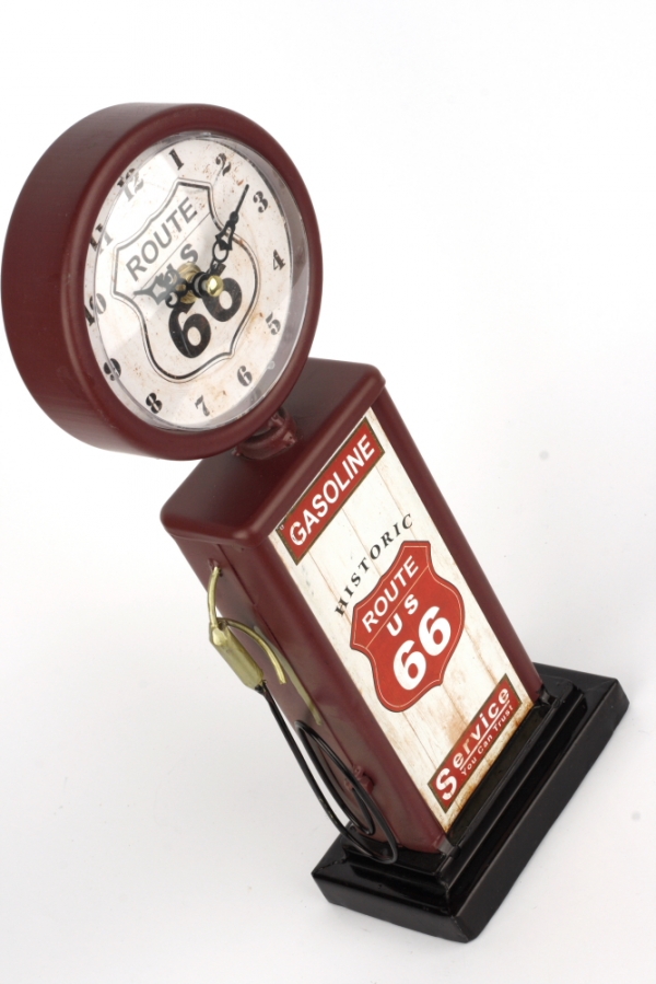 Retro hodiny pumpa ROUTE 66 červené 34cm