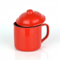 Retro hrnček s pokrievkou červený XCM